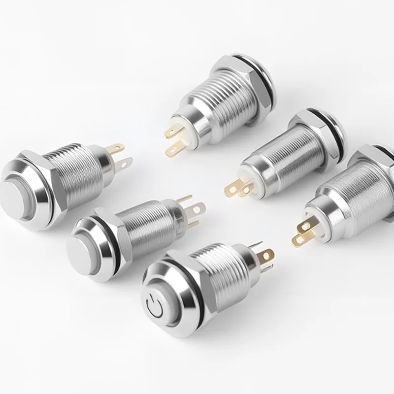 8mm, 10mm Metal Pushbutton Switch—Compact, Dust-Proof, Self-Resetting, Momentary, Latching, Round, Illuminated Power Switch