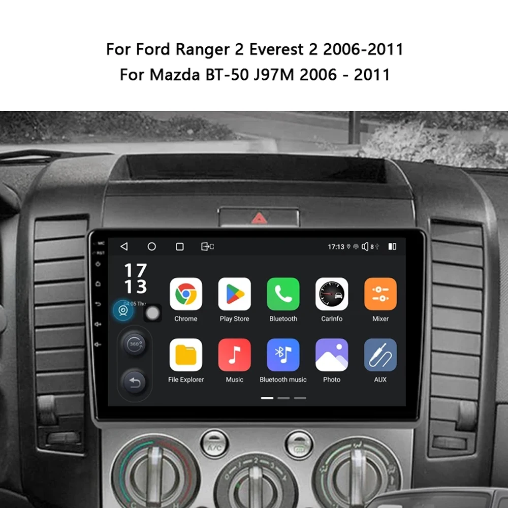 Car Radio Android 14 For FORD RANGER 2 EVEREST 2 For MAZDA BT-50 J97M 2006-2011 Bluetooth Touch Screen 5G Wifi GPS screen carpla