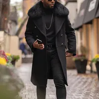 Upgraded Version 2024 Casual Woolen Jacket Solid Colors Slims Smooths Your Silhouette Double Row Button Youth Male Overcoat Wool