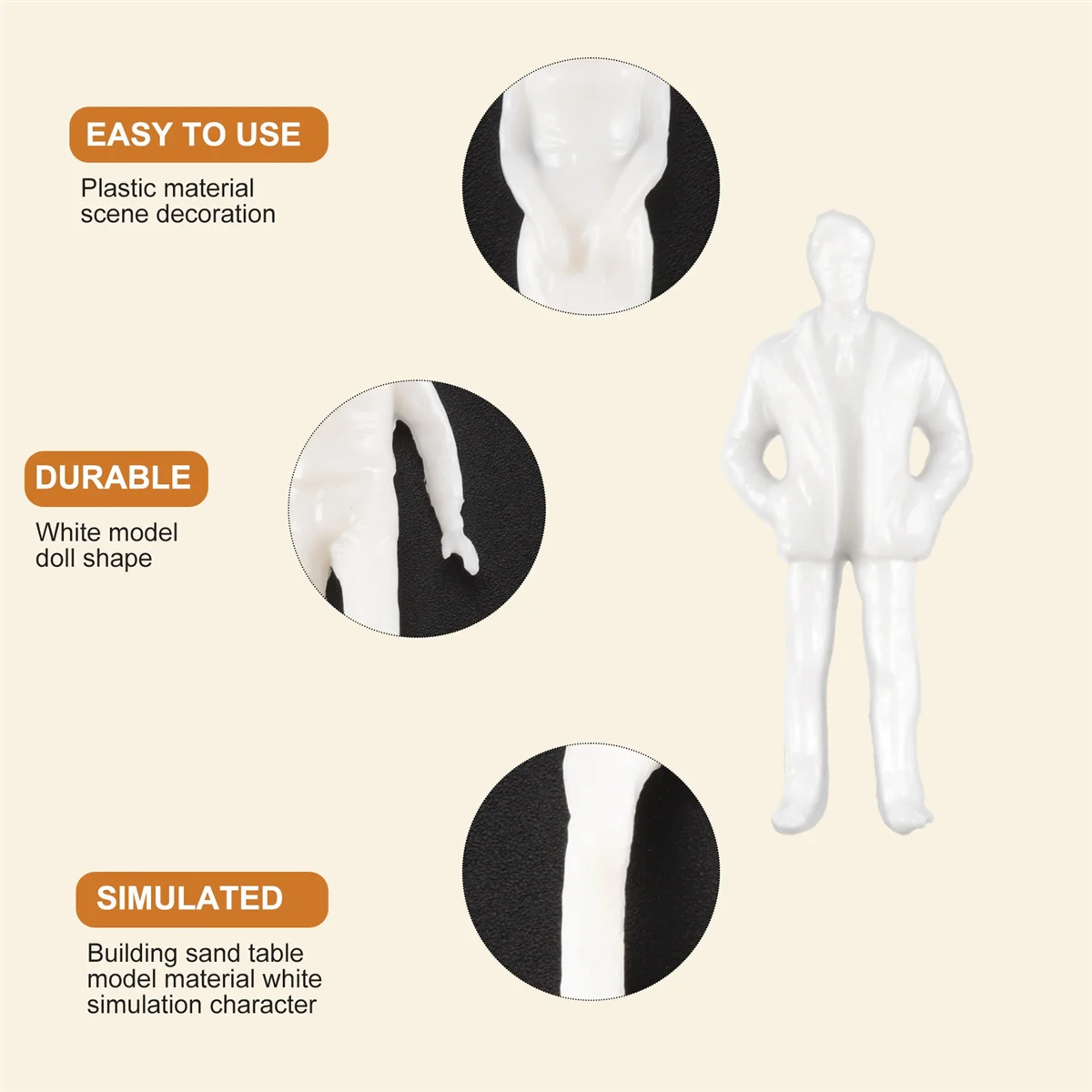 B60A 1:50 White Figures Architectural Model Human Scale HO Model Plastic Peoples,10 Pieces
