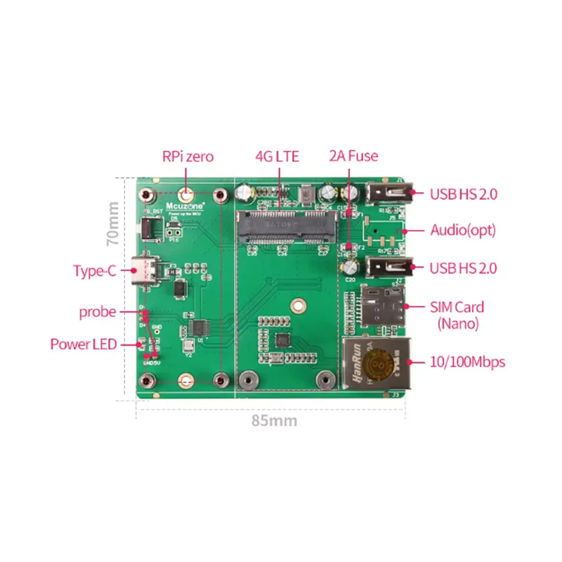 Raspberry Pi Zero 4G LTE expansion board, USB Hub Ethernet EG25 ME909 OpenWrt Remote control data collection soft router zero2 w