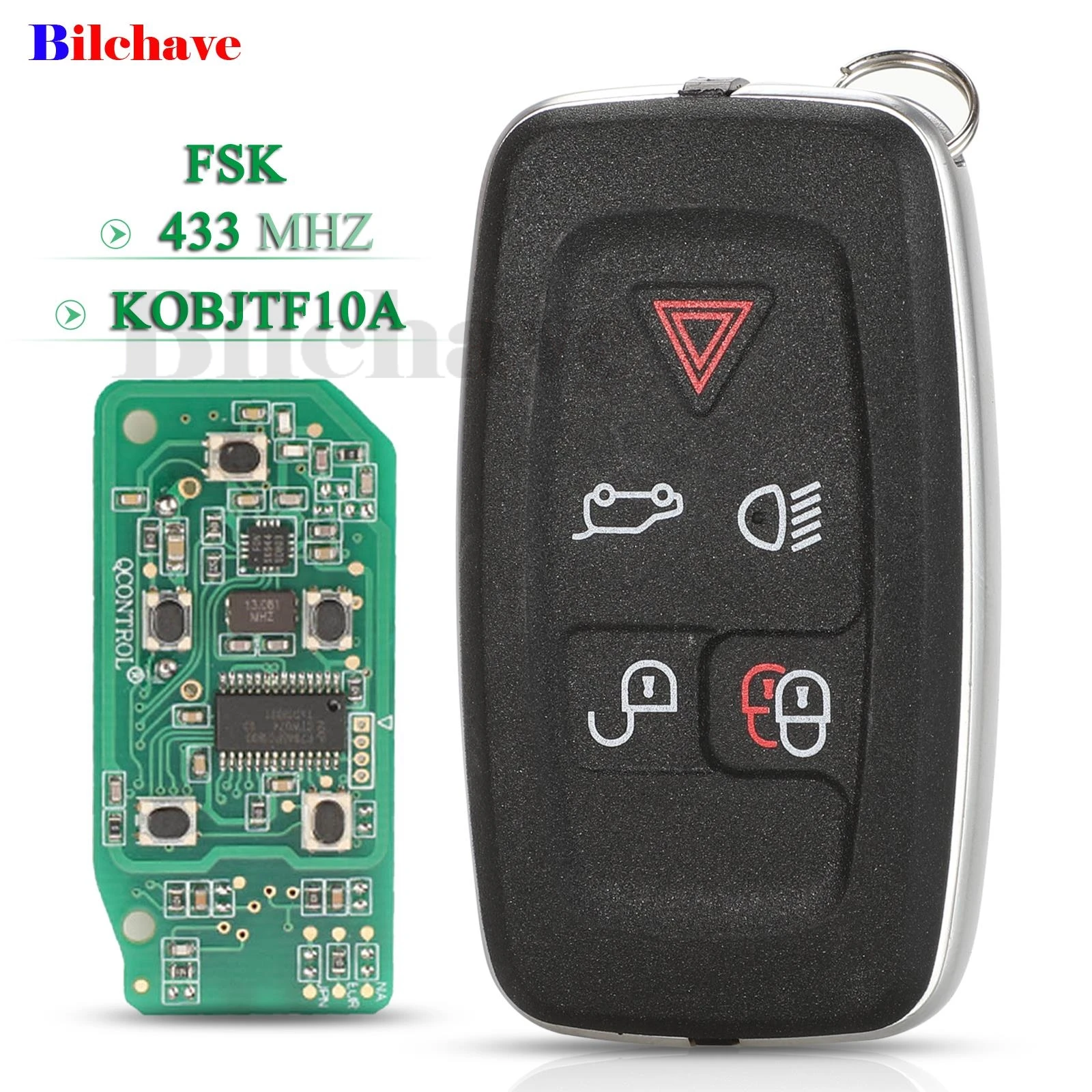 jingyuqin 5Button For Land Rover Discovery 4 Freelander LR4 Range Rover Evoque Sport Remote Car Key Fob 433MHz FSK KOBJTF10A