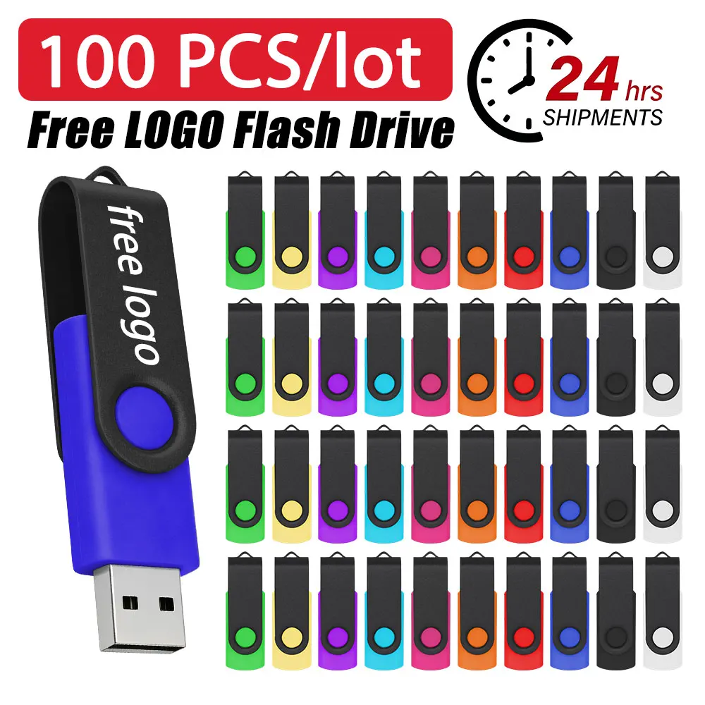 100Pcs/lot USB Flash Drive 64GB Pen Drive 512MB 1GB 2GB 4GB 8GB 16GB Pendrives Usb Stick 32GB Memory Stick Free Custom Logo Gift