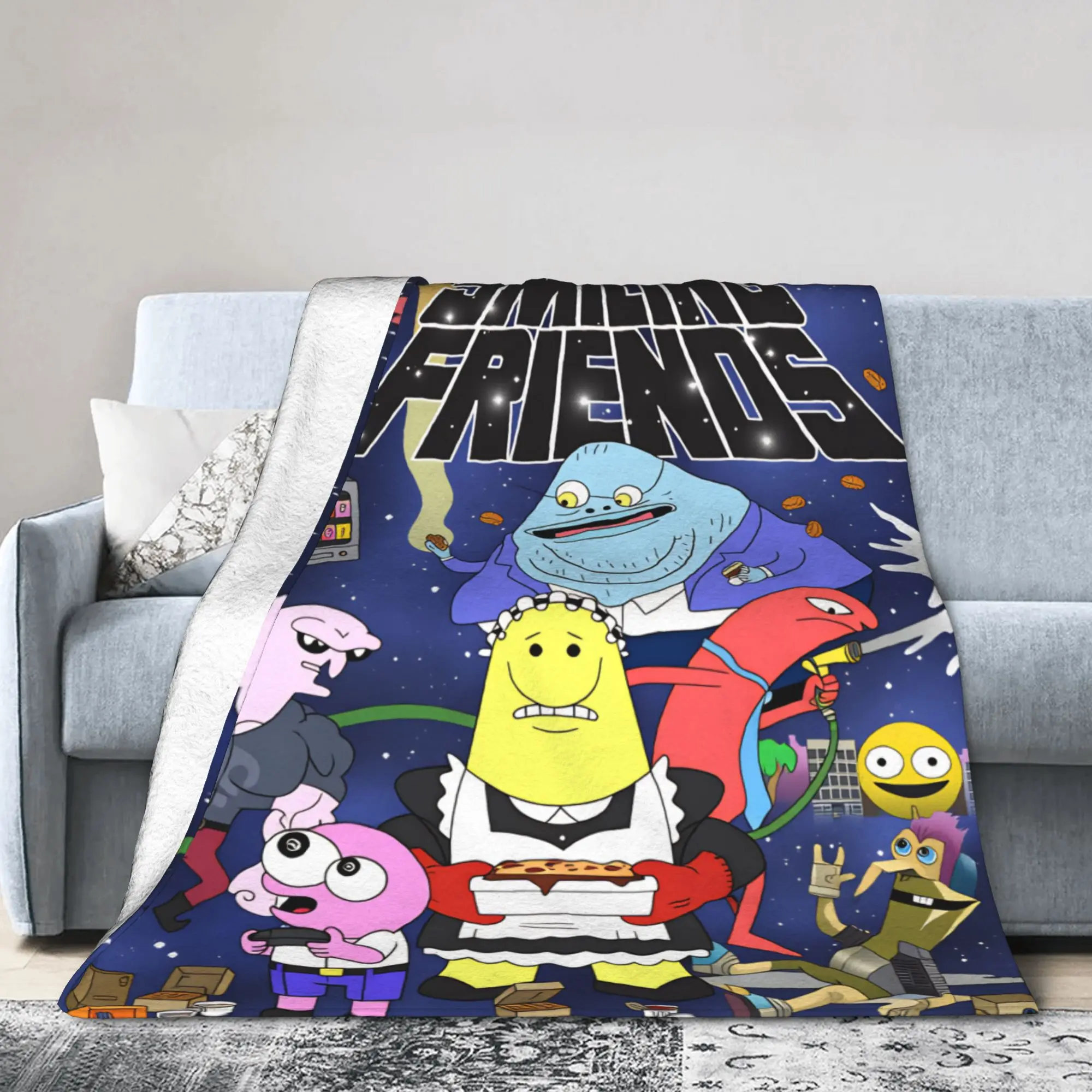 يبتسم الأصدقاء بيم وتشارلي البطانيات لينة طباعة أفخم الفراش يلقي للأطفال الأريكة السرير الفانيلا المفرش غطاء السرير #3