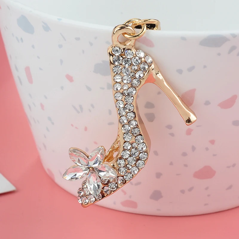 #1PC High Heel Shoe Keychain Crystal Purse Car Key Chain Bag Decorative Alloy Keyring