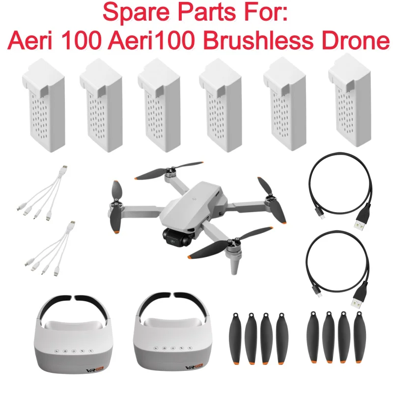 Aeri 100 VR Glas-Drohnen-Akku Aeri100 RC Drohne 3,7V 600mAh Akku Aeri 100 Drohnen-Akku Ersatzteile Zubehör Propeller USB