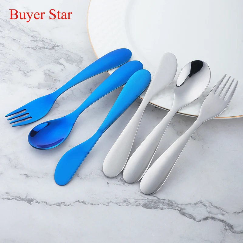 Luxury Kids Cutlery Set Stainless Steel Spoon fork knife Kit for Children flatware set tableware Kitchen utensil customized logo