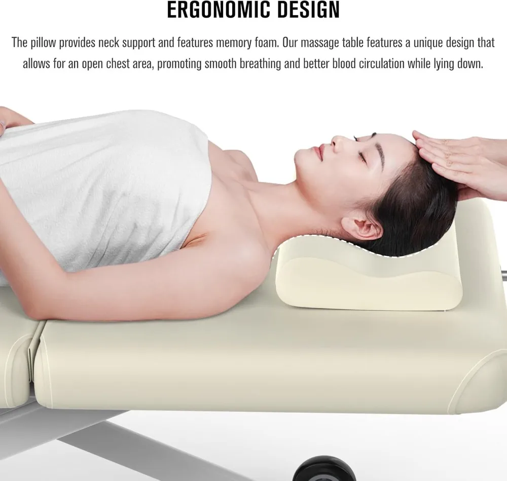 Table de massage électrique, levage électrique rapide et dossier électrique 2 moteurs réglables pour traitement/spa médical/lit facial