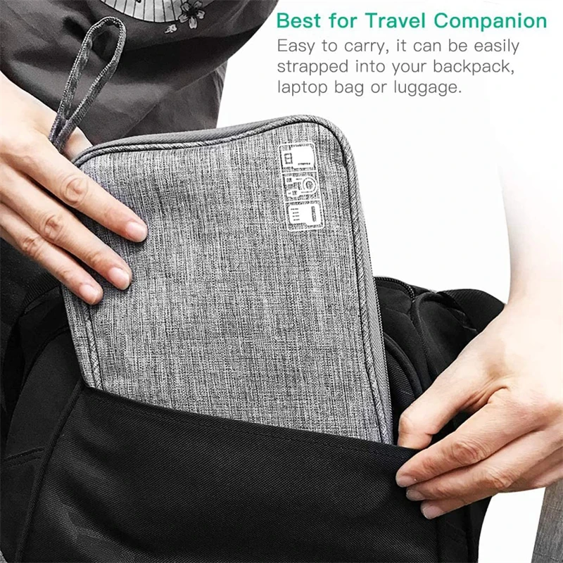 Single Layer Digital Storage Bag Data Cable Charger Organizer Waterproof Home Travel Portable Headphone Organization Pouch