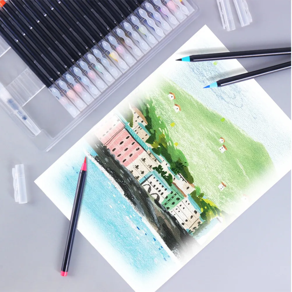 1Set 20 Color Watercolor Brush Pens Set with Nylon Brush Tips Ergonomic Design for Relaxing DIY Painting Longlasting Ink Fast