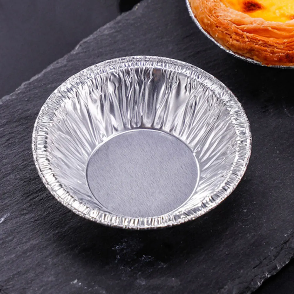 

100 Pcs Tray Tin Foil Egg Tart Mold Tins Baking Mini Pans for Disposable Plate Molds Tartlet Silver Tinfoil