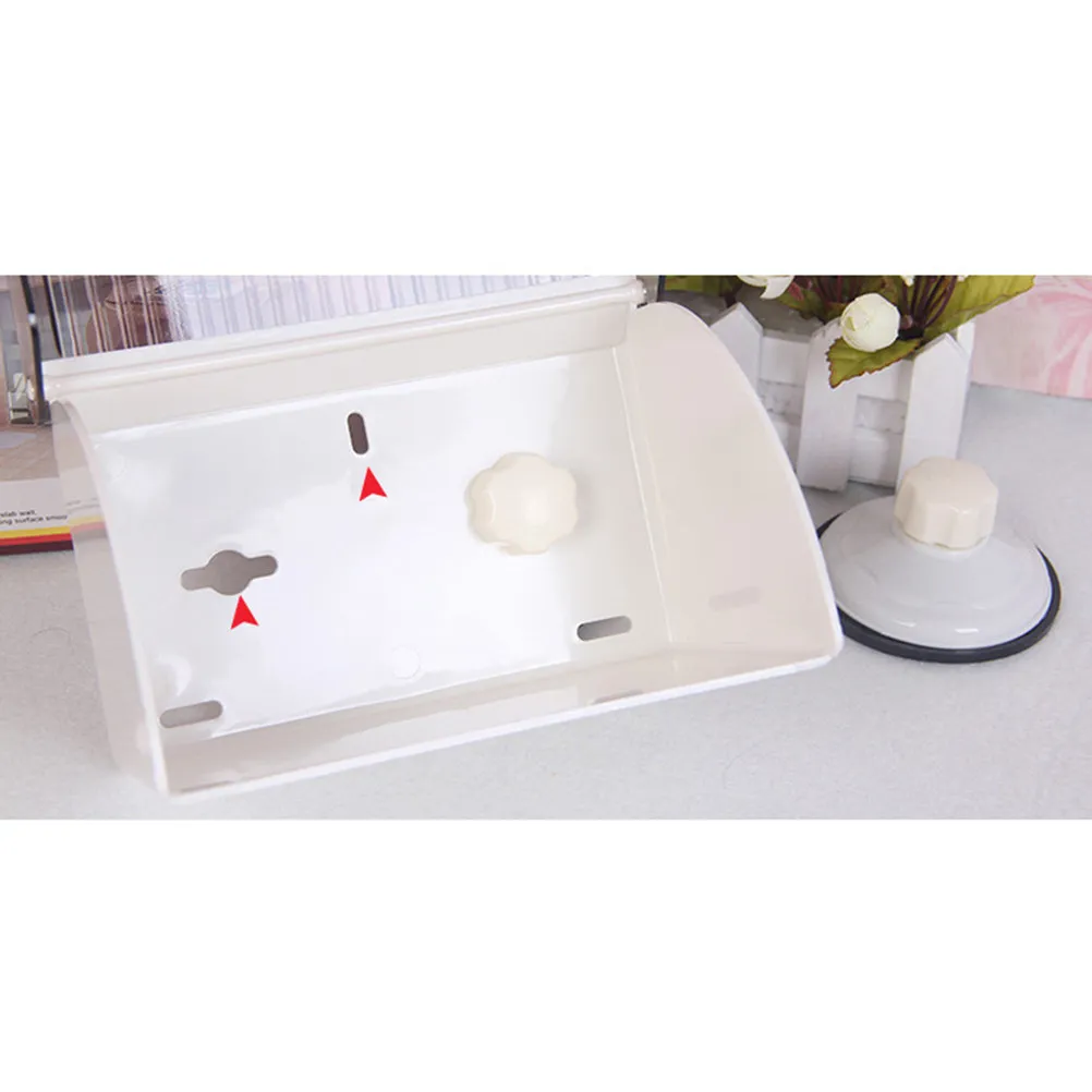 Heavy Duty Waterproof Tissue Paper Holder Box Clear Plastic Cover Toothed Opening Design Upper Utility Shelf for Phone Keys