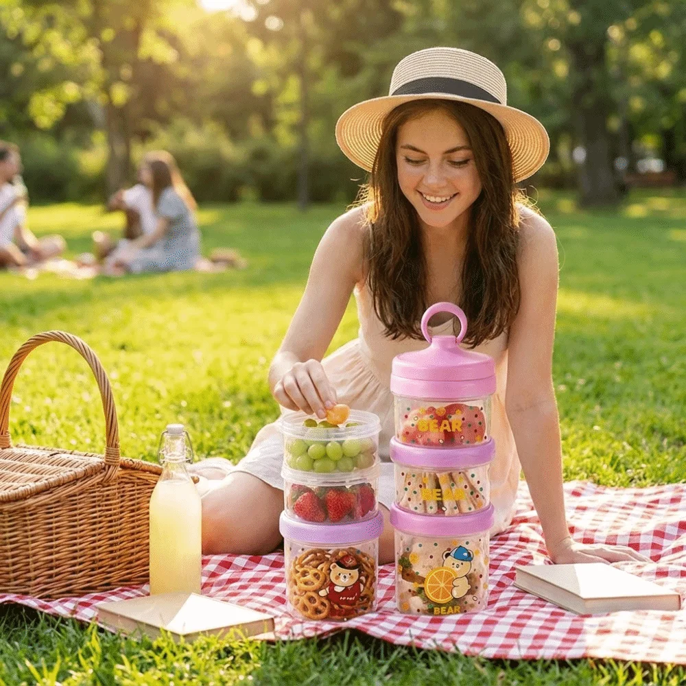 Leak-Proof Portable Salad Cup Double-Layer with Lids Oats Containers Large Capacity Stackable Breakfast Cup Office Use