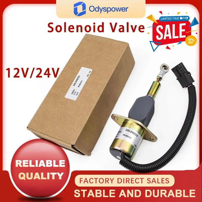 12V 24V Engine Fuel Shutdown Solenoid Valve 3930233 3928161 3930234 3964624 SA-4335-24 SOL22024 For 6ct 8.3 Komatsu