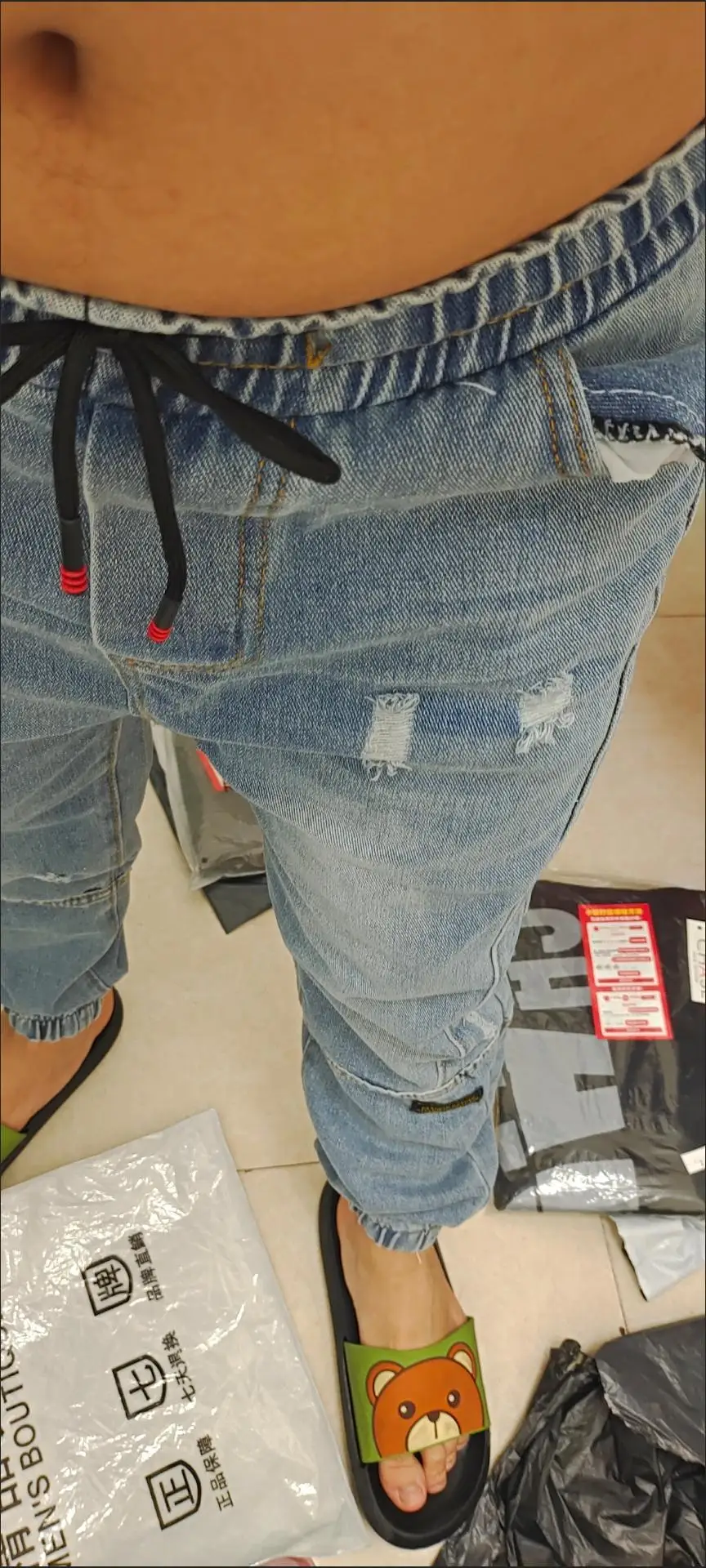 2024 New Hip Hop Harem Jeans Pants Men Loose Joggers Denim Casual Sweatpants Korea Ankle Length Trousers Streetwear Male Clothes