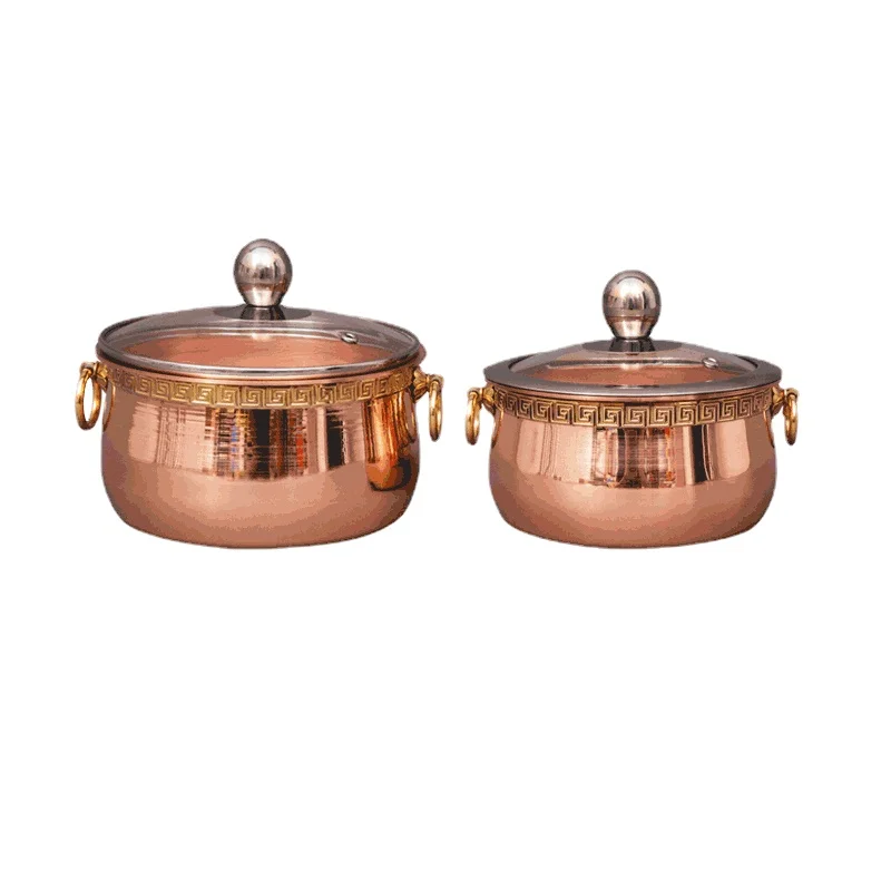 Pure copper thickened restaurant single hot pot one person one pot small hot pot home shabu mutton small copper pot