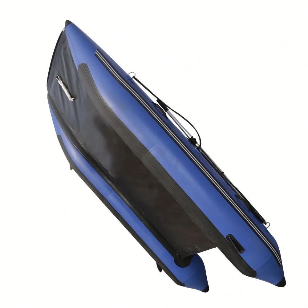 2026 11.8ft Sport Catamaran Inflatable Boat Surfing Mini Power Yacht Folding Feature PVC Hypalon Material 1.2mm Thickness Lake U