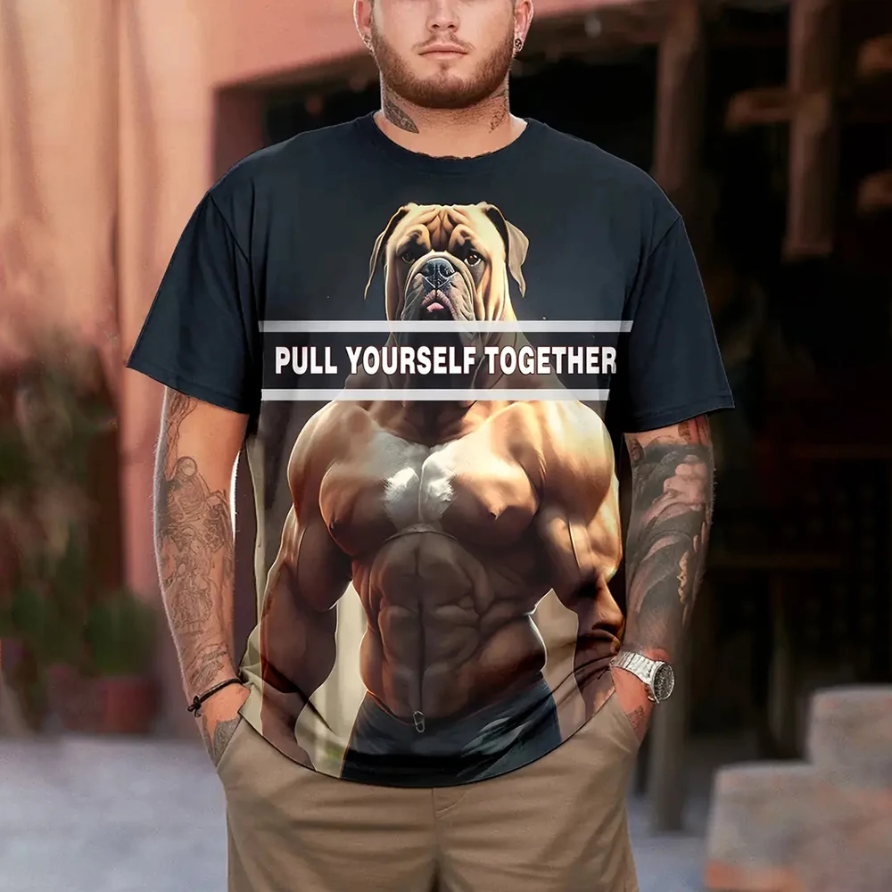 

Модная мужская футболка с 3d принтом Muscle Dog и коротким рукавом, летняя повседневная мужская одежда, свободный быстросохнущий топ 2024, новая футболка