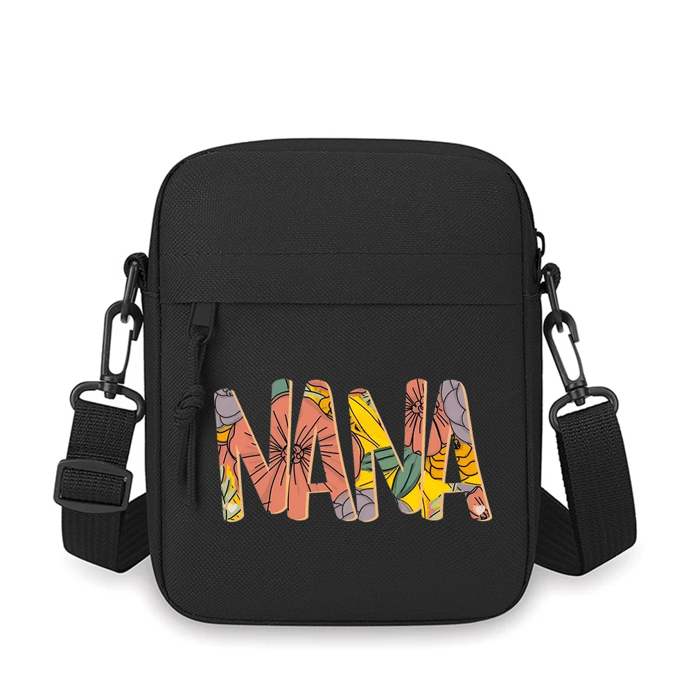 Floral design with black outline flower petals Men Crossbody Bag Single Shoulder Women Cartoon Anime Film Printing Design Unisex