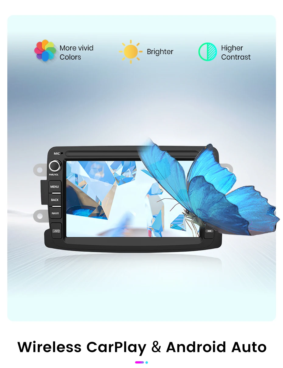 Junsun 7" Wireless Carplay Android Auto Autoradio für Renault Dacia Duster Sandero Dokker Logan Captur GPS RDS Multimedia Player – Detail 7