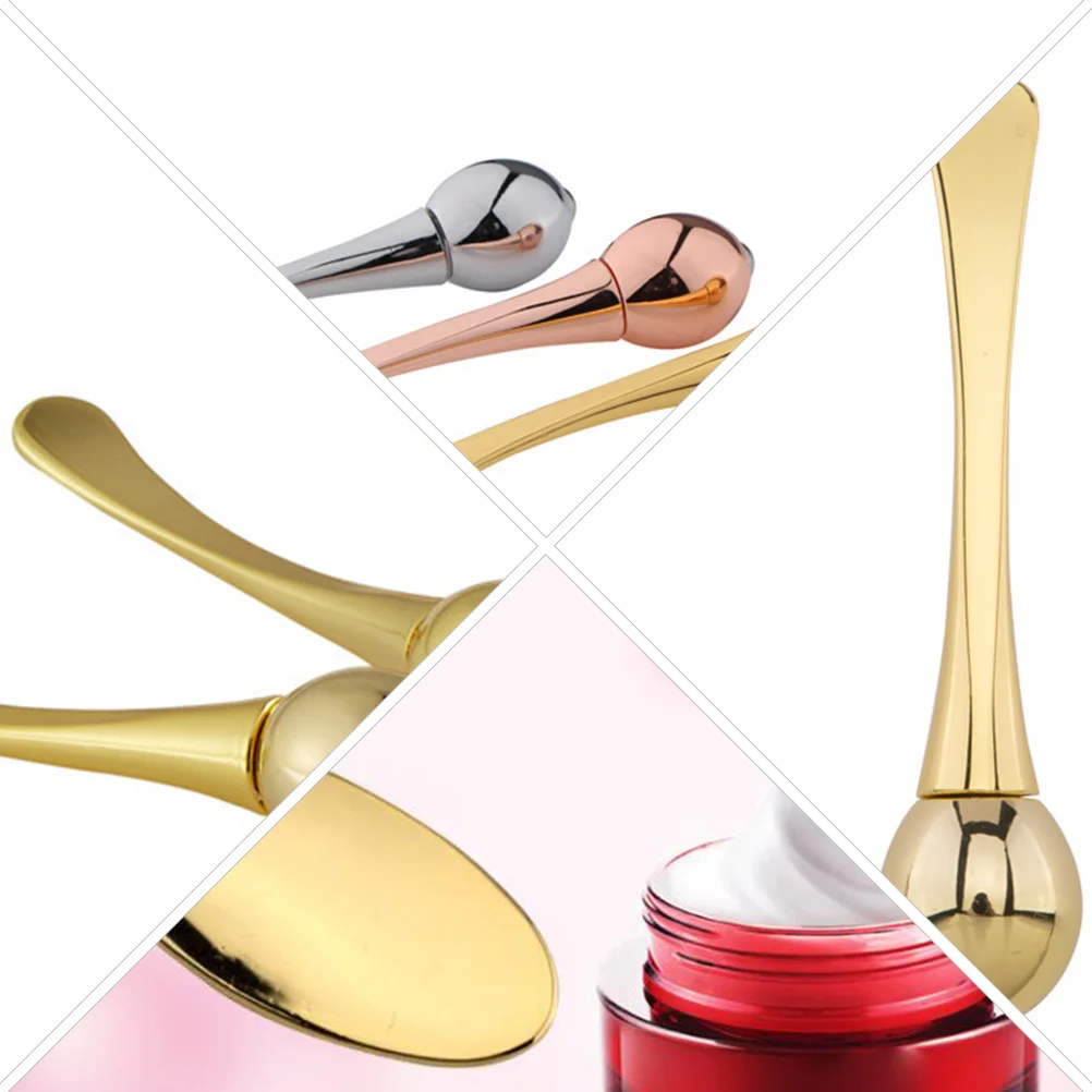 1 set 1 set dubbelvormig gezichtsmasker lepel oogmassage stok voor gezicht huidverzorging draagbare schoonheid scoop glad metalen gereedschap