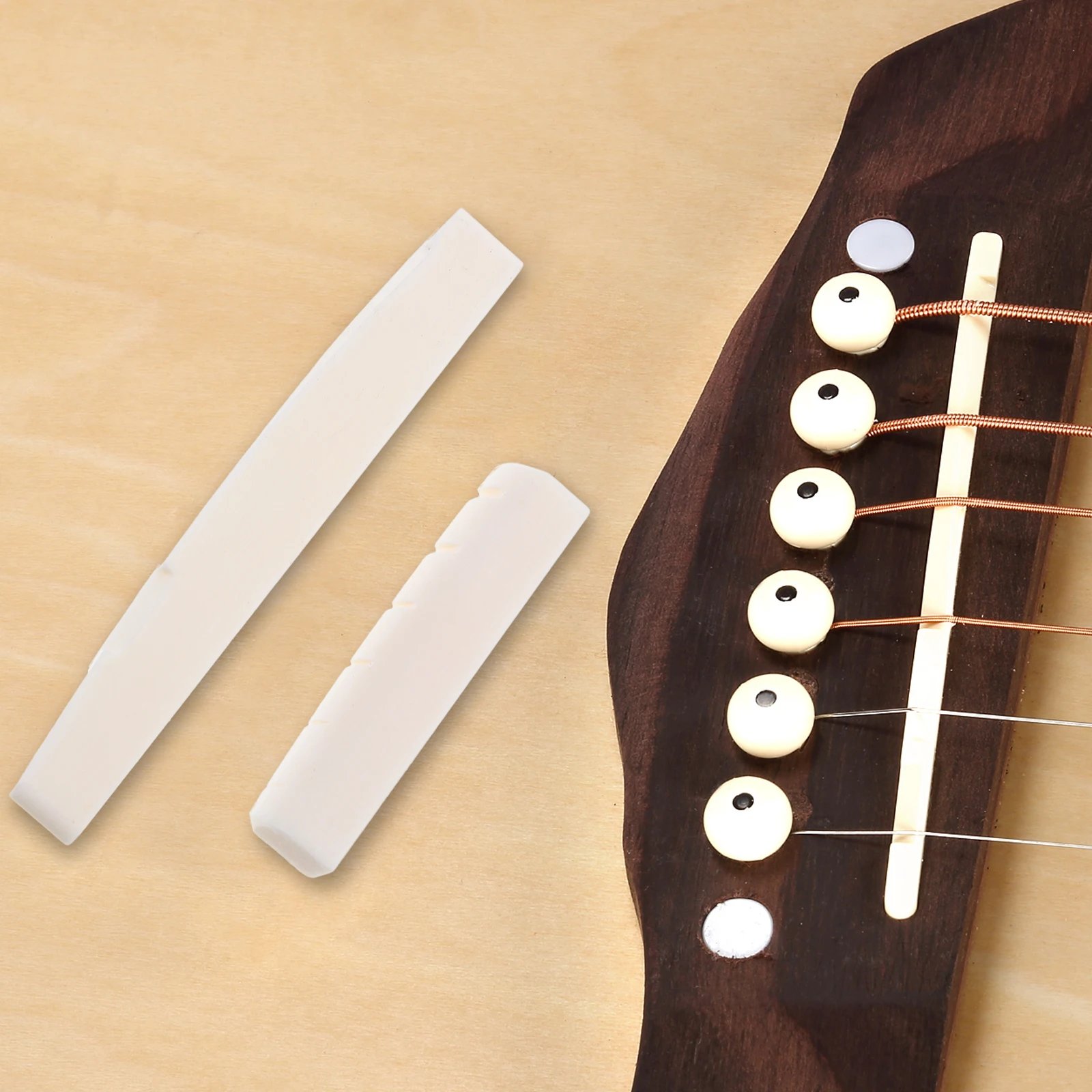 

2 Sets Guitar Bone Bridge Nuts Cow Folk Acoustic Replacement Saddle Parts Accessories Supplies Instrument Musical