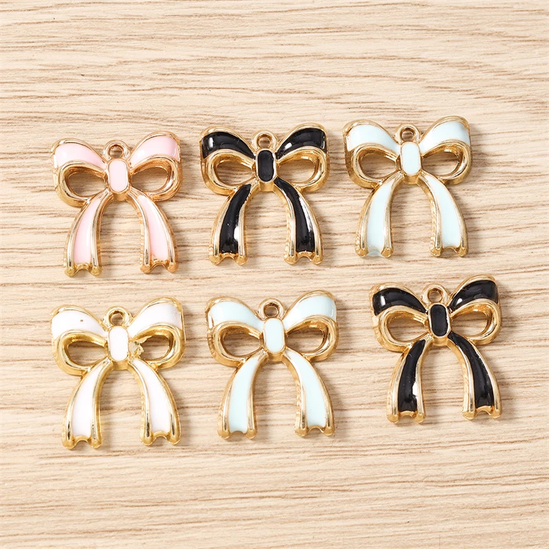 10 Stück, 35 x 32 mm, niedliche Metall-Anhänger in Form von Schleifen zum Basteln von Schmuck, Halsketten, Ohrringen, Armbändern und anderen Accessoires, DIY-Bastelmaterial. – Detail 6
