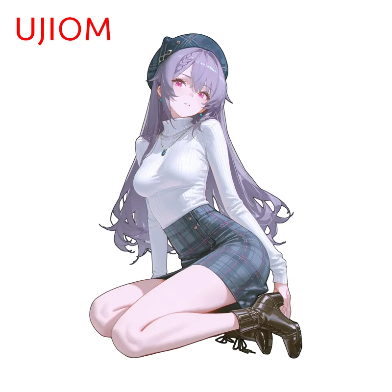 UJIOM Genshin Impact Fashion KeQing Wall Sticker Kneel Sitting Enchanting Decorative Decal Personality Computer Case Wallpapers