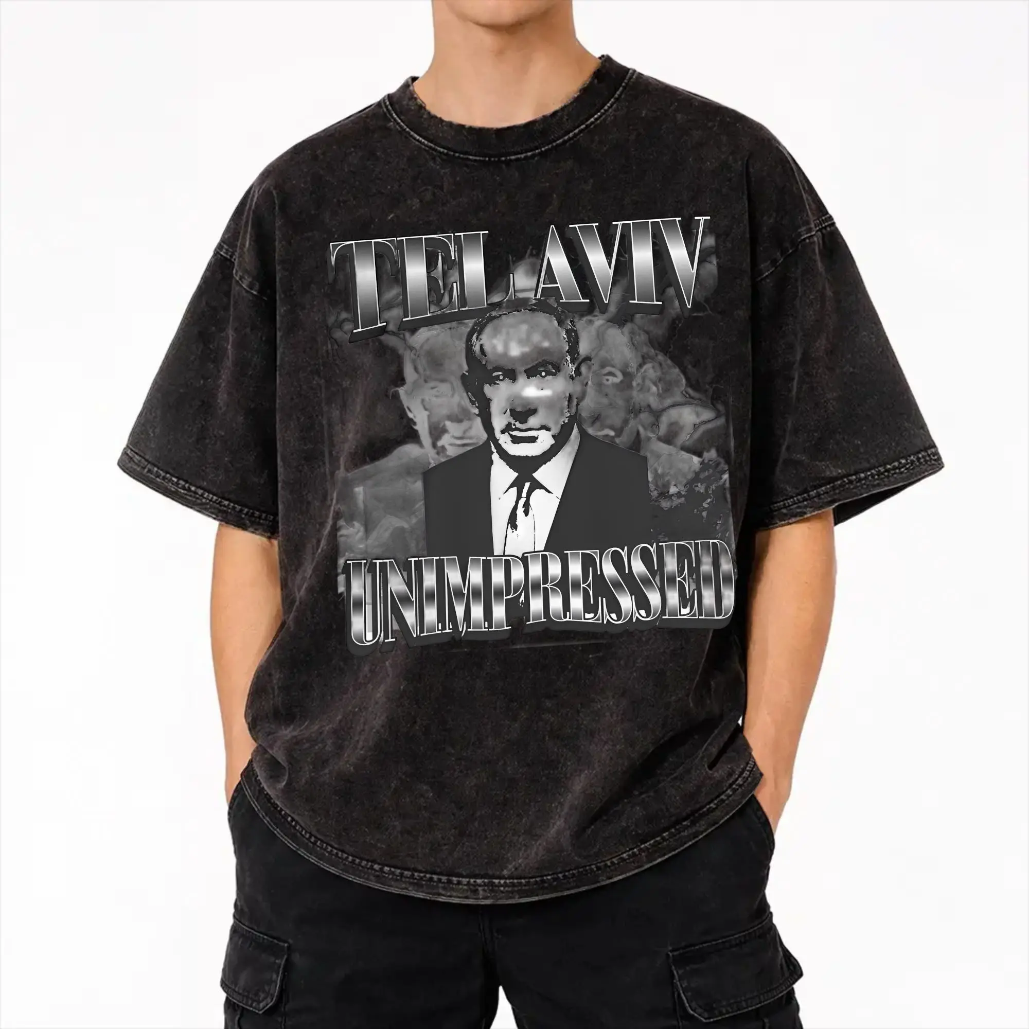 BYE-BYE BIBI Benjamin Netanyahu Leaves Office  Washed T Shirts Streetwear Hip Hop Fashion T-Shirts  Tee Shirt for Men Women