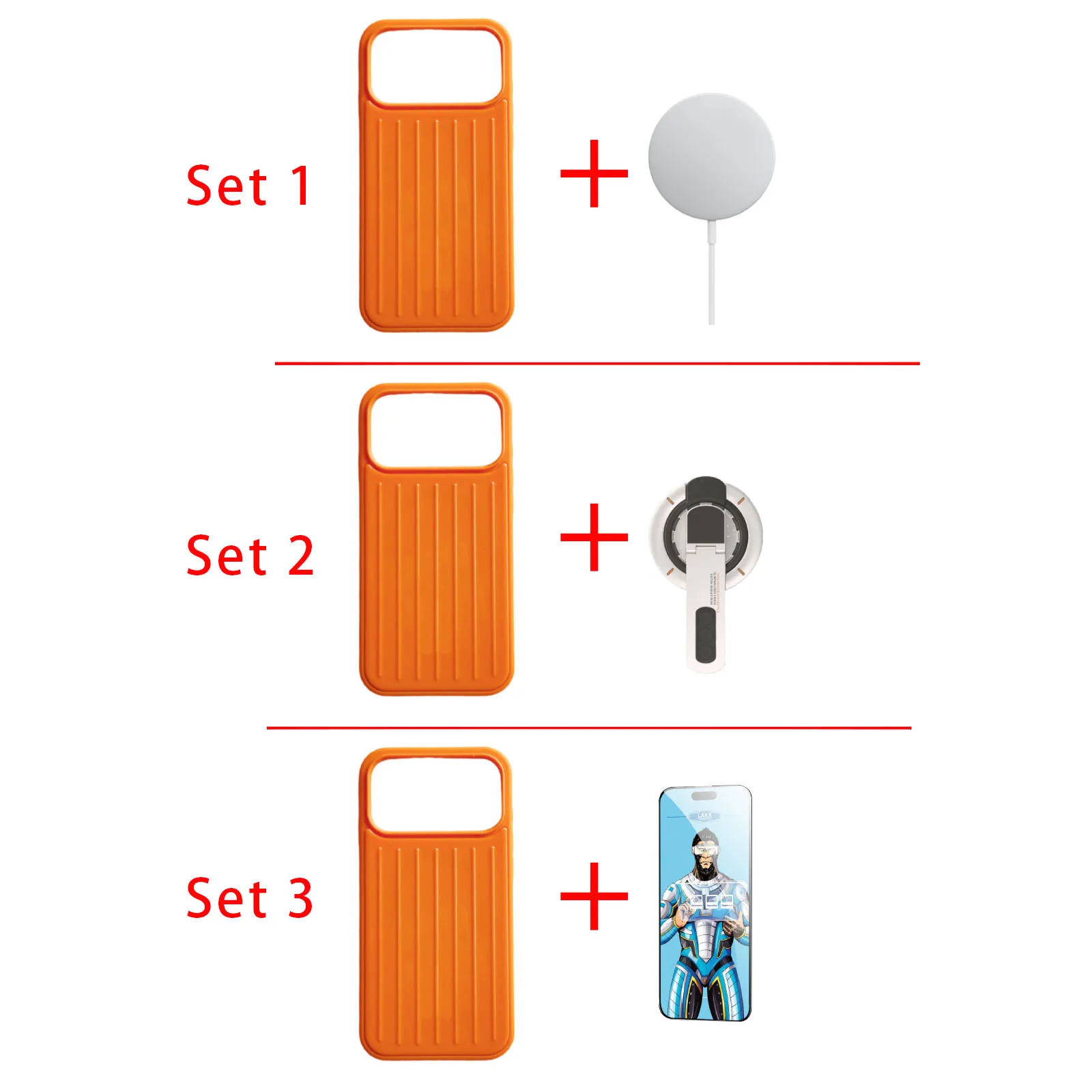 حافظة لهاتف آيفون 17 برو ماكس و17 برو مغناطيسية مقاومة للصدمات باللون البرتقالي، حقيبة مخططة تأتي مع فيلم شاشة وMagsafe #6