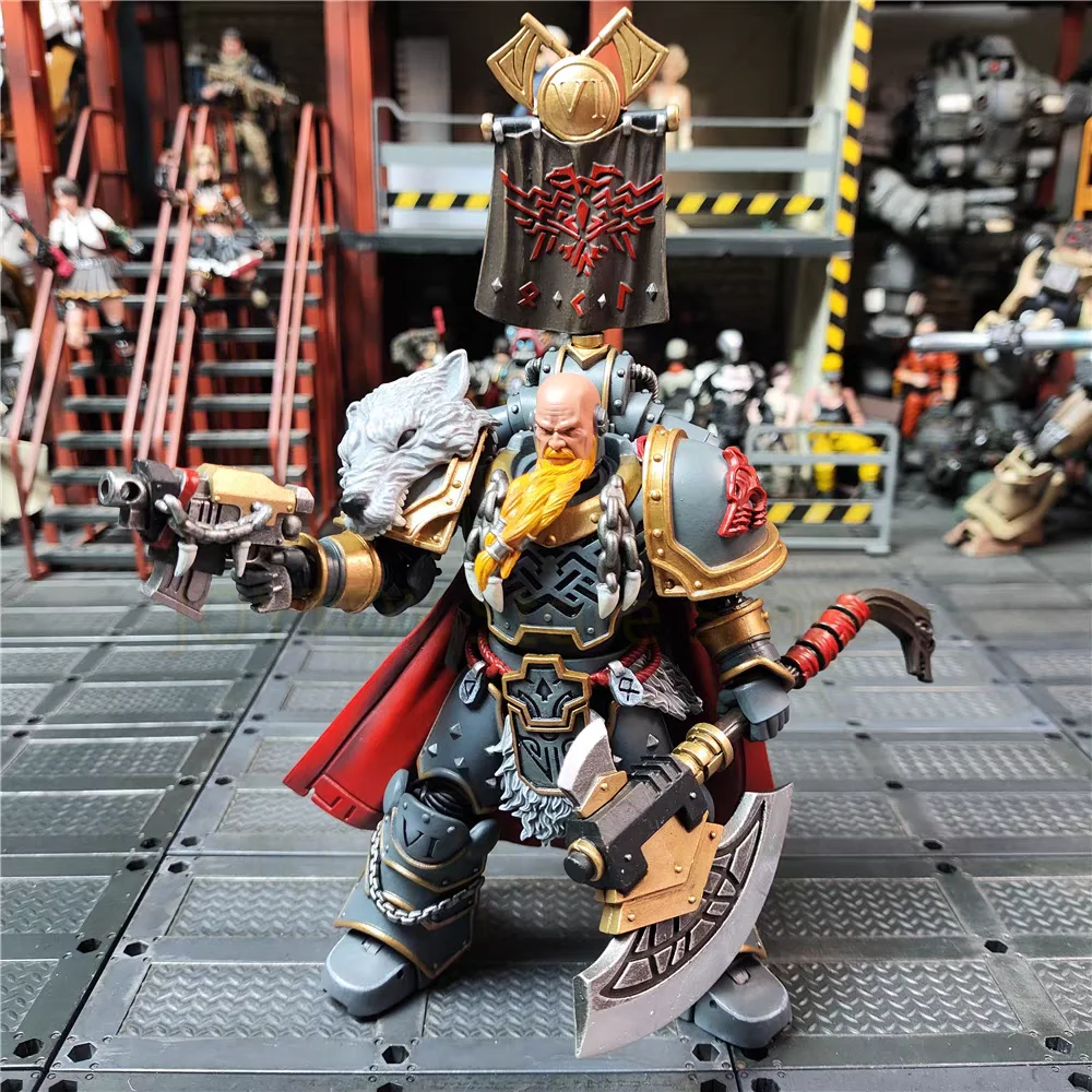 JOYTOY Warhammer 40K 1/18 شخصيات الحركة ذئاب الفضاء Legion Praetor مع فأس الطاقة ودرع القتال نموذج اللعب الهدايا في الأوراق المالية