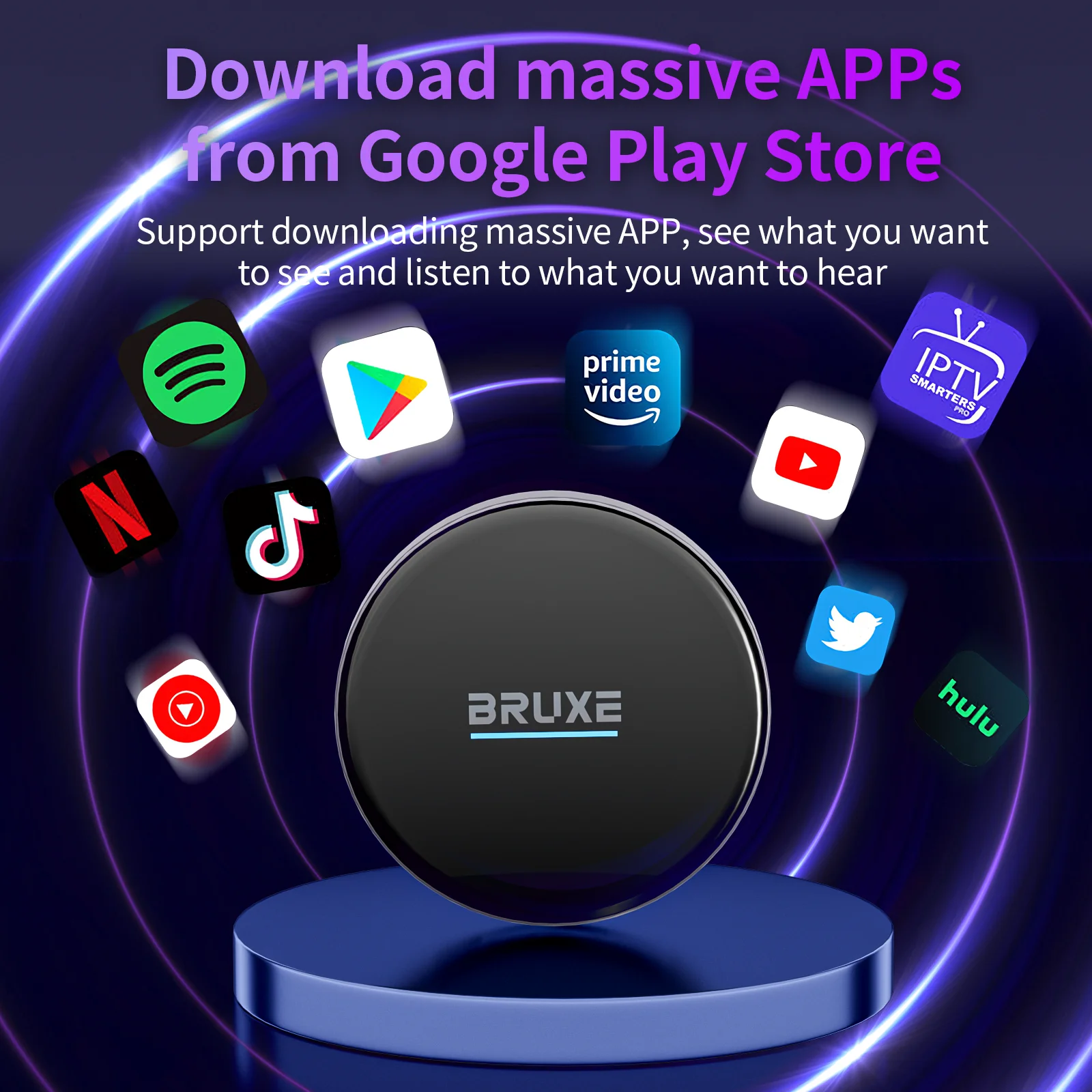 BRUXE R6-H 카플레이 AI 박스 안드로이드 14 무선 어댑터 3in1 시스템 차량용 스마트 비디오 박스 4G 유튜브 넷플릭스 전화 통화 GPS 지원