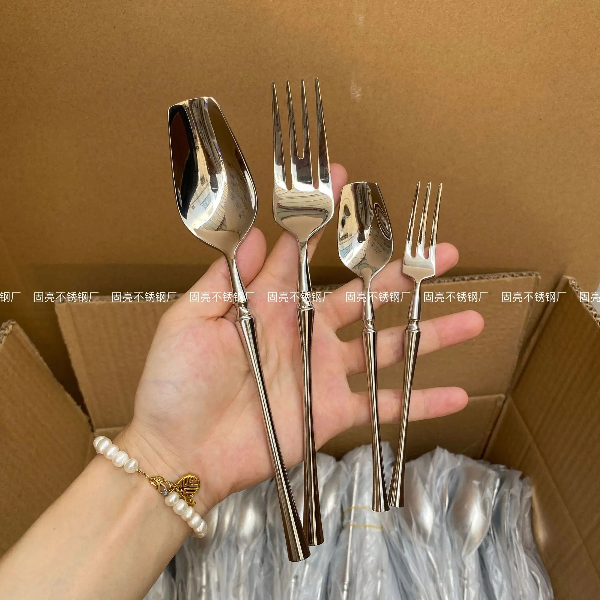 304 Stainless Steel Dessert Spoon, Knife, Fork, Steak Knife, Coffee Spoon, High-looking French Waist Stainless Steel Tableware