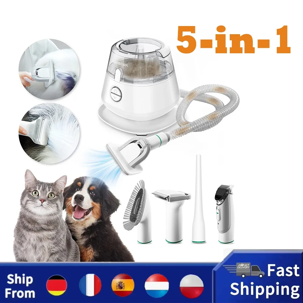 YISORA P20S 5-in-1 Dog Grooming Vacuum, Pet Hair Clipper, 1.2L Dust Box, Low Noise, Dog Cat Pet Hair Trimmer