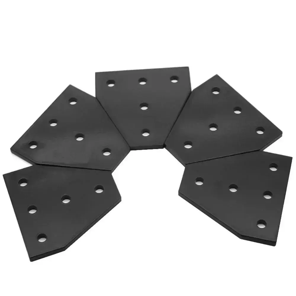 1Pcs 5 Hole Aluminum Profile Joint Board 90 Degree Black Silver Corner Angle Bracket Oxidized Painted Aluminum Alloy