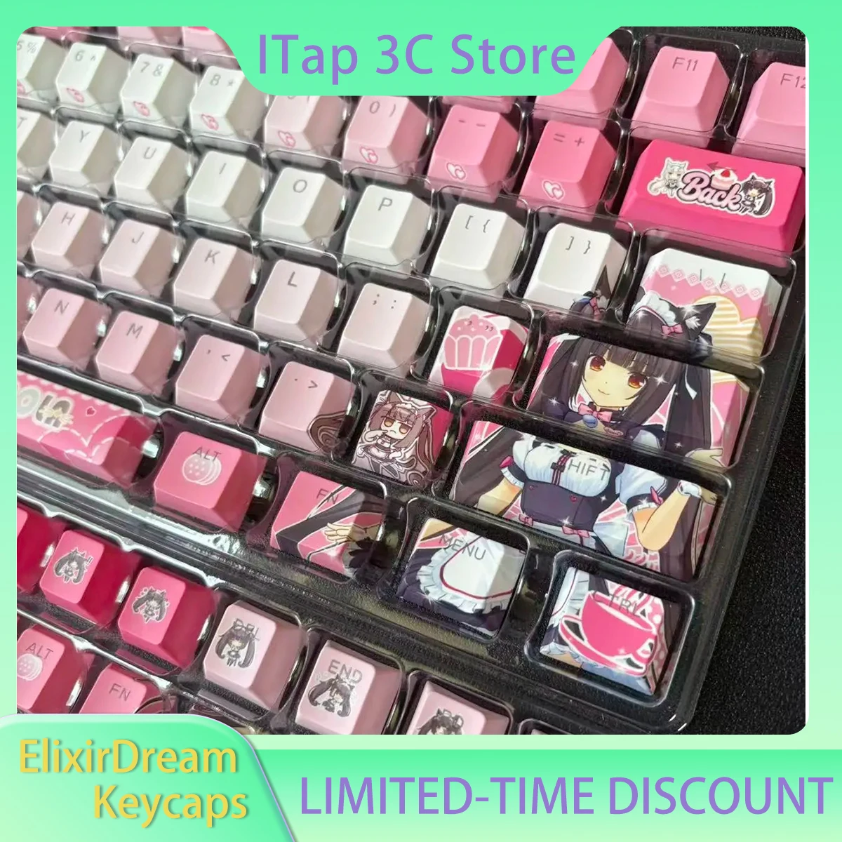 elixirdream-keycaps-nekopara-chocola-themed-keycaps-ショコラ-122-keys-cherry-profile-pbt-keycaps-for-mechanical-keyboard-gift