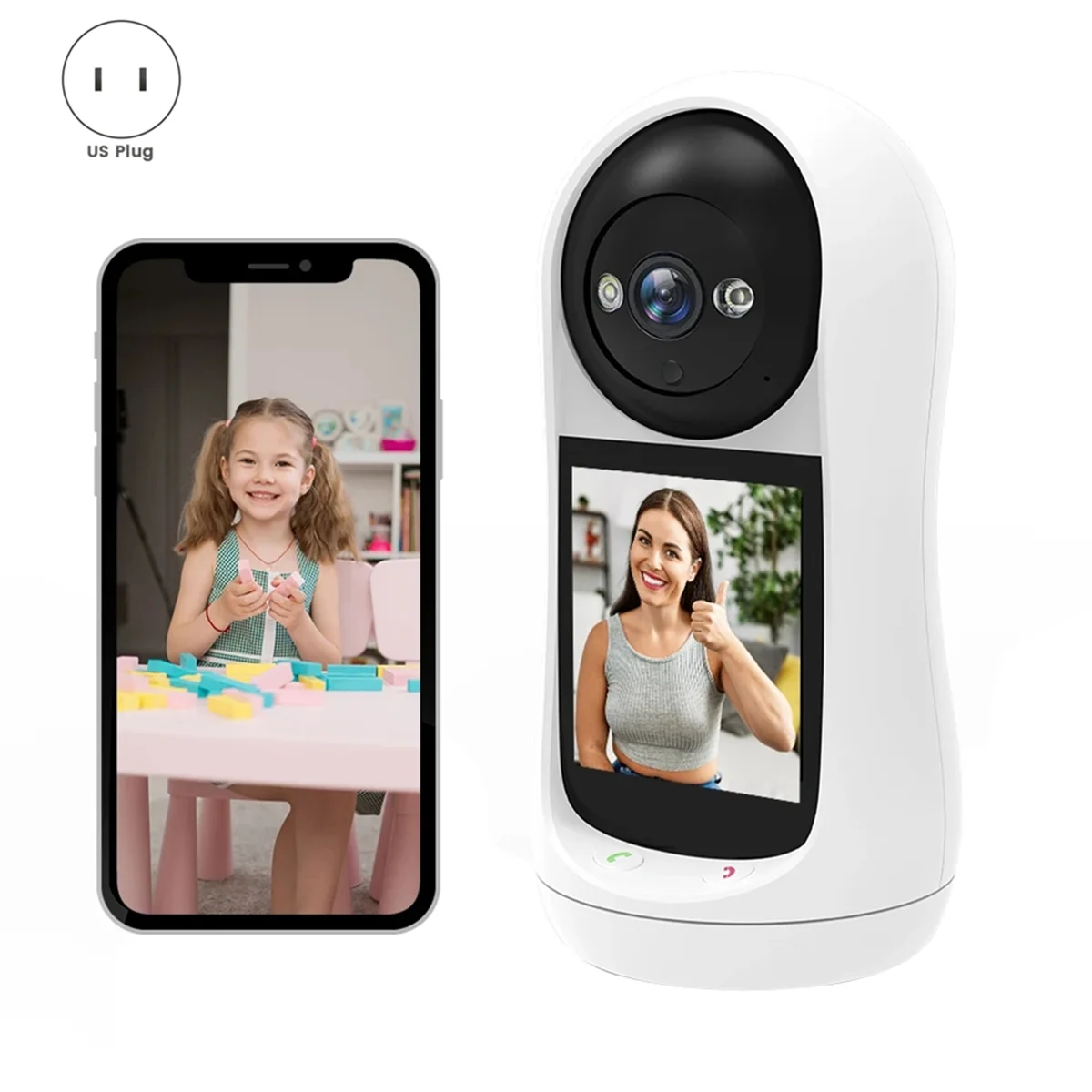 3MP Wifi Camera Video Call with 2.8 Inch IPS Screen IP Camera Baby Monitor Indoor Security Camera US PLUG