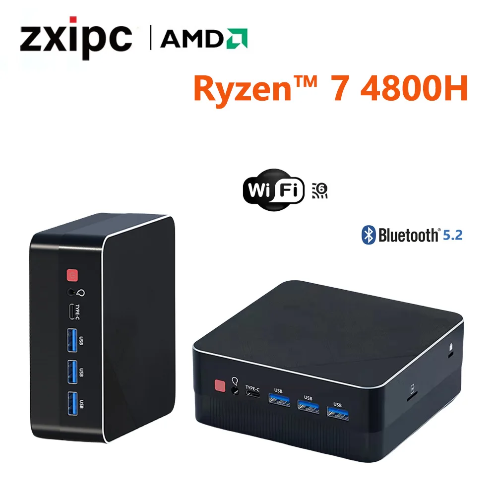 Mini PC Computer Gaming AMD Ryzen7 5825U 4800H 5800H 4500U Pocket Dual HDMI LAN WIFI6 BT5.2 NUC Computer da scrivania DDR4 NVMe