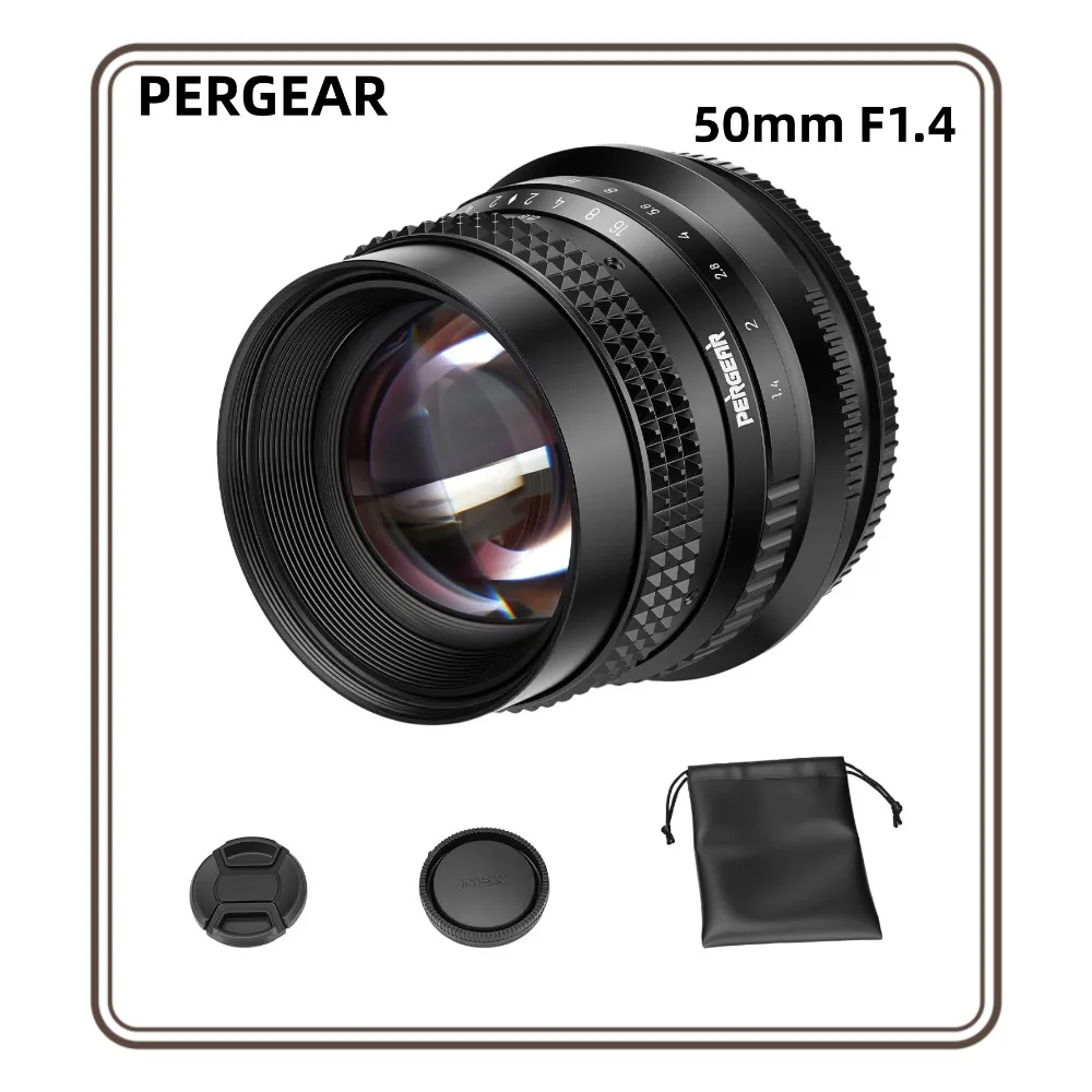 PERGEAR 50mm F1.4 Vollformat-Objektiv mit manueller Fokussierung für Sony E, Canon RF, Nikon Z, Fujifilm X und L-Mount-Kameras