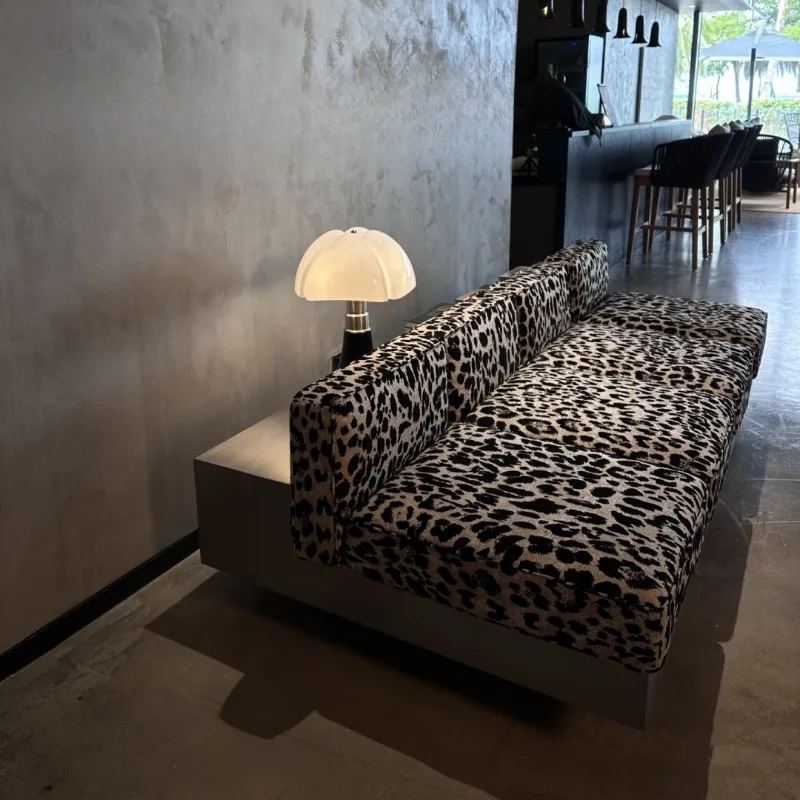 Italian industrial style Bauhaus base large flat-floor villa leopard print custom sofa