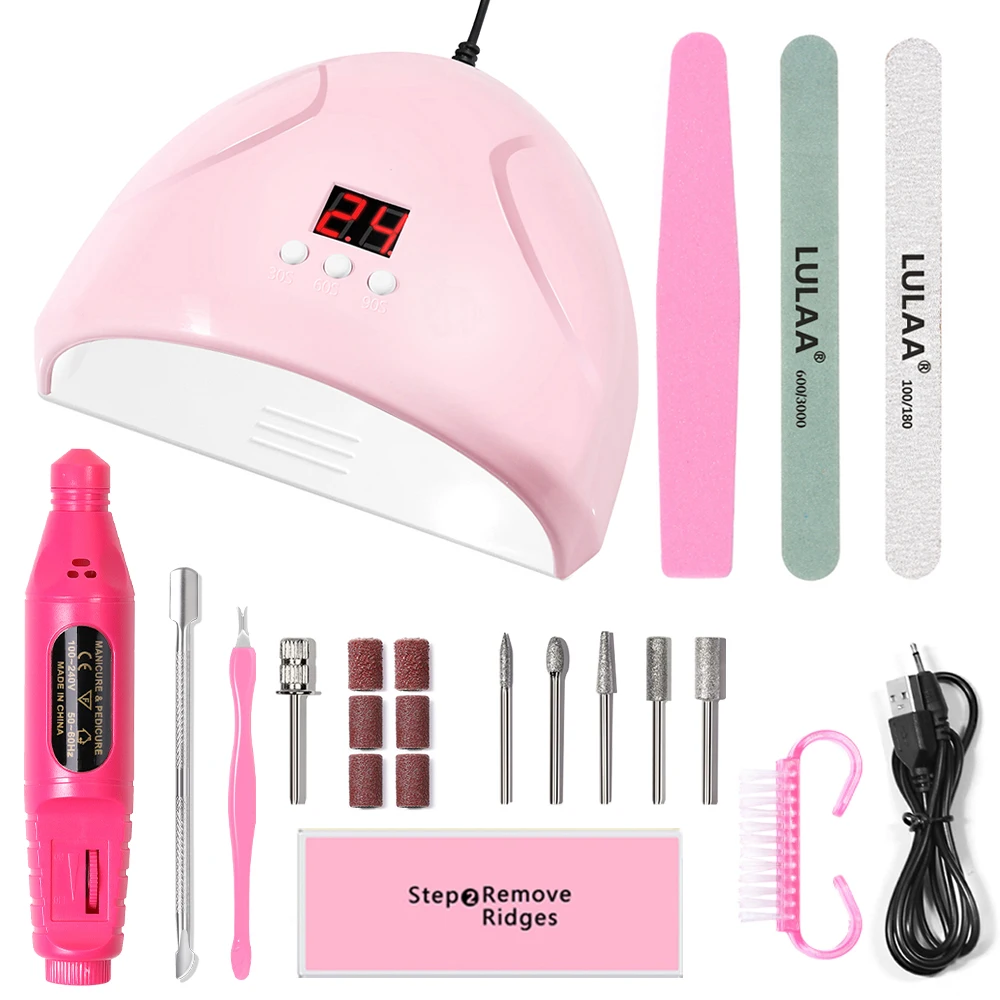 

HALAIMAN Manicure Set With Uv Led Nail Lamp Electric Nail Sander Nail Drill Machine Gel Remover Tools Nail Accessories And Tools