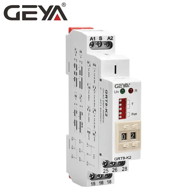 GEYA Multifunktions-Timer-Relais, elektronisch, verstellbar oder digitaler Einstell-Timer-Schalter, 12 V, 24 V, 48 V, 110 V, 220 V, GRT8-M, GRT8-K