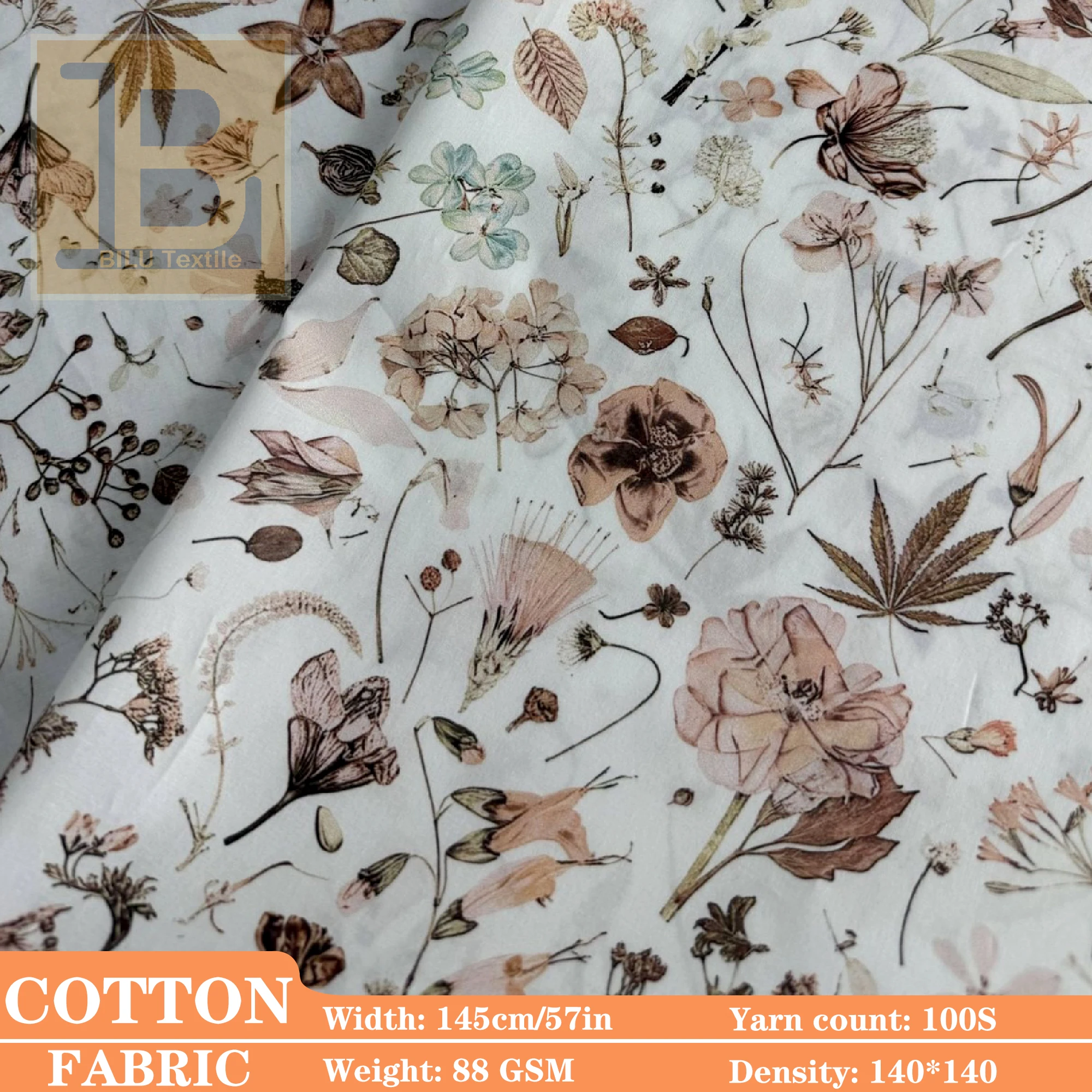 

All Cotton Printed Fabric, Like Liberty Style 100s Long-Staple Cotton for Dresses shirt DIY Sewing Designer Fabric (by Meter)