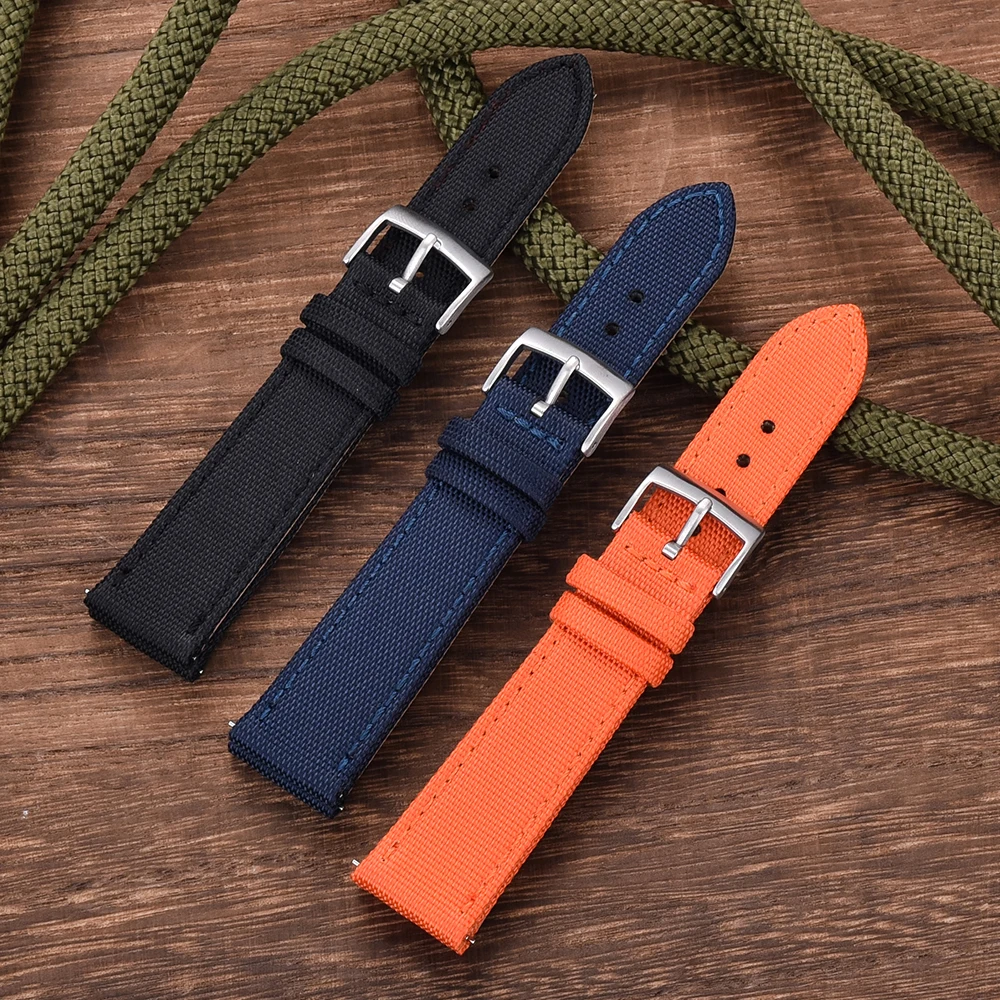 

Hot High Quality Canvas Nylon Leather Quick Release Watchbands 18mm 20mm 22mm Watch Strap Suitable For Mens Womens Universal