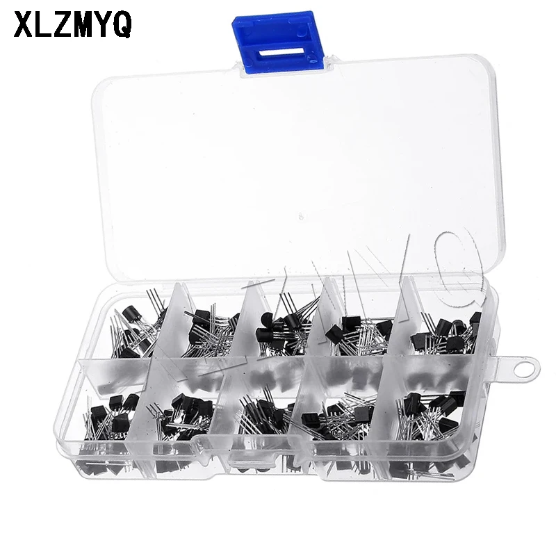 200Pcs Transistor Kit BC327 BC337 2N2222 2N2907 2N3904 2N3906 S8050 S8550 A1015 C1815 PNP/NPN 10 Values TO-92 Transistors Set