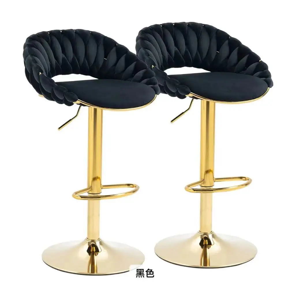 

Gold-plated customized luxury rotating lift bar chair velvet chair foreign trade hot-selling model