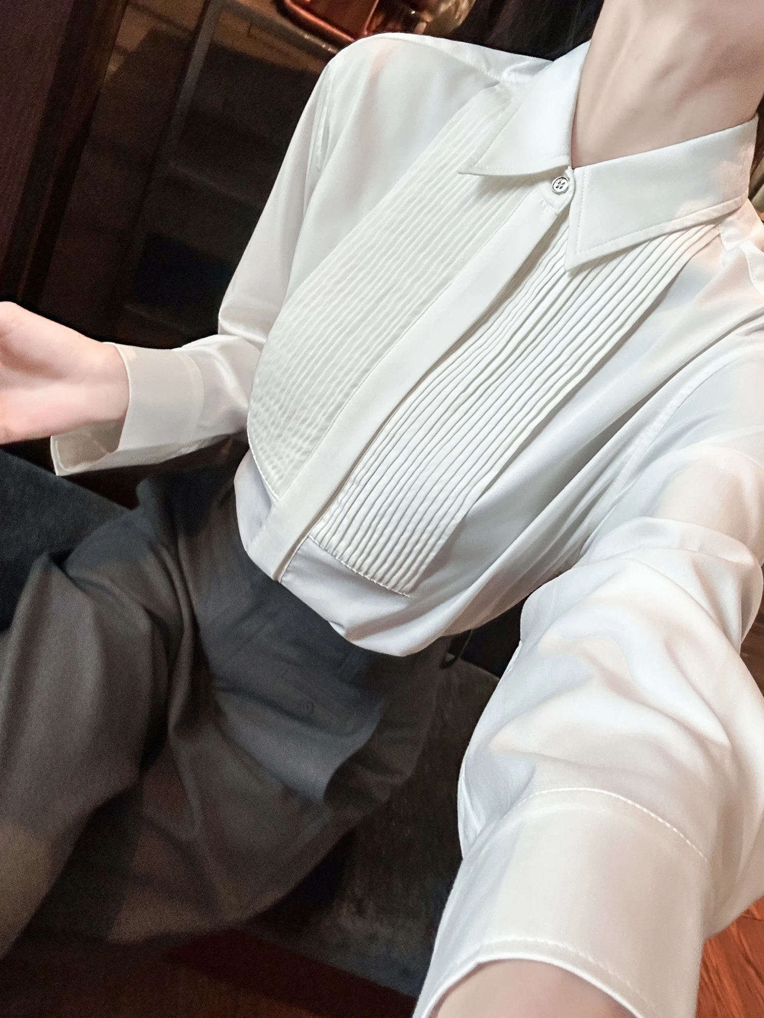 

You See White Soft Light Slimming Commute irt Cover up Mea Look Ele Sle Women's Long Sve Busin Casual irt