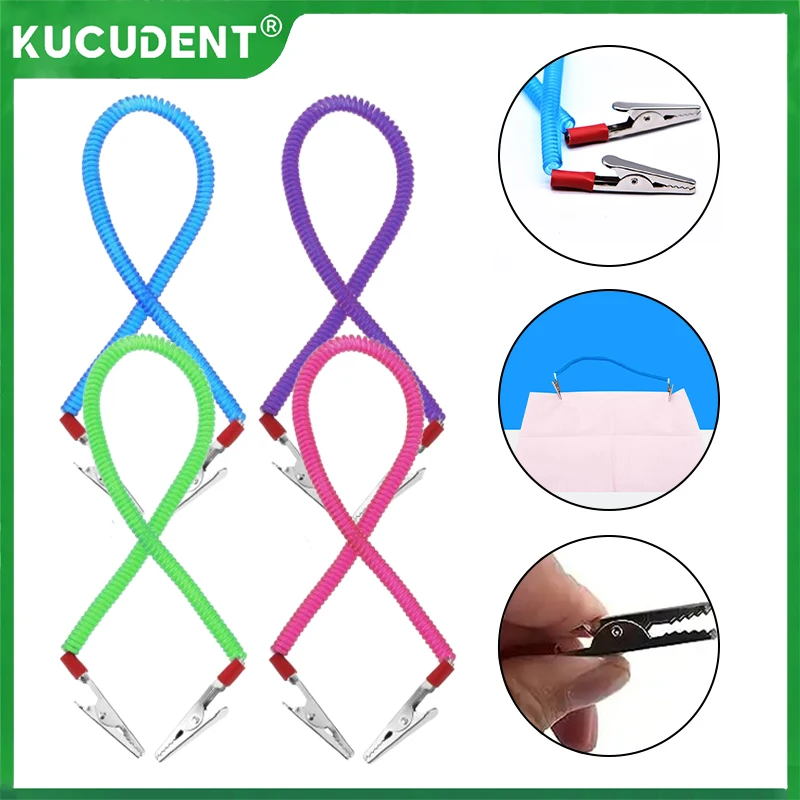 

1Pc Dental Bib Holder Scarf Clip Napkin Silicone Paper Saliva Towel Bib Clips Sterilizable Plastic Chain 48cm Dentist Material