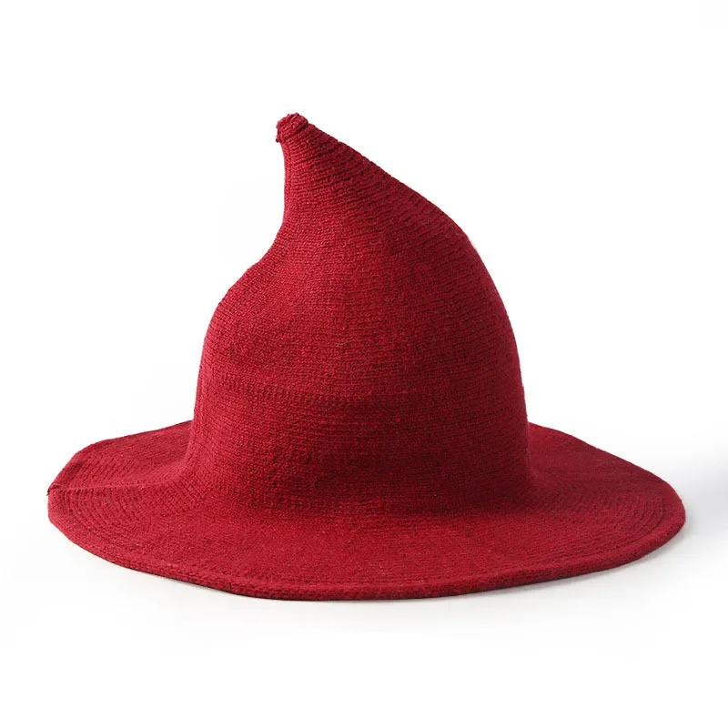 Sombrero de bruja a la moda para otoño e invierno, sombrero de cubo puntiagudo, disfraces de Cosplay de lana, accesorios de mago mágico