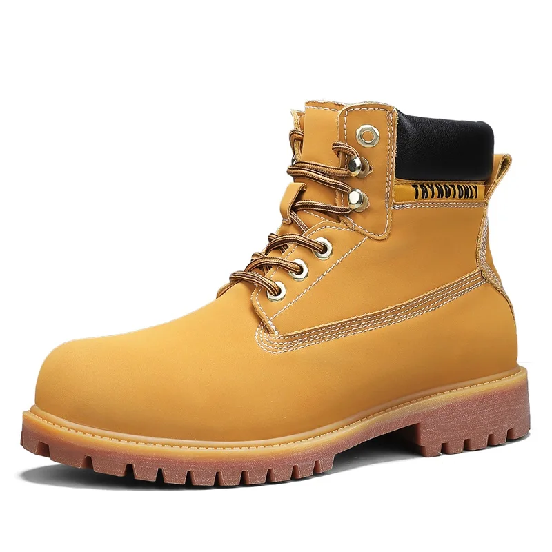 

Classic Yellow Boots for Men, Autumn Casual Mid-Top British Men's Boots, Retro American Outdoor Work Boots